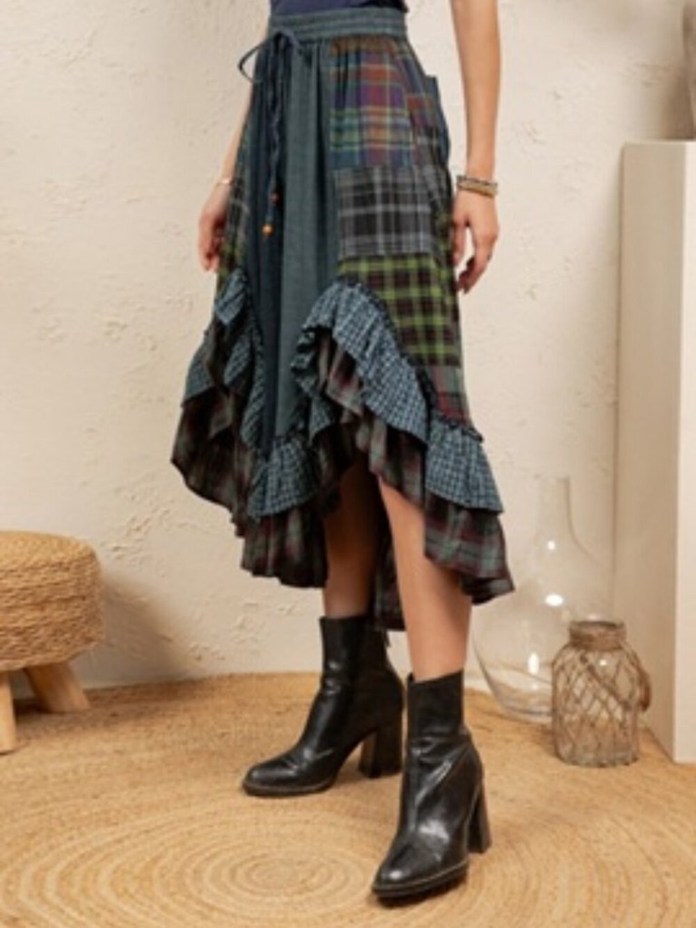 YOUNG THREADS PLAID/RUFFLE SKIRT-THE BEST AUTUMN ADDITION TO YOUR WARDROBE